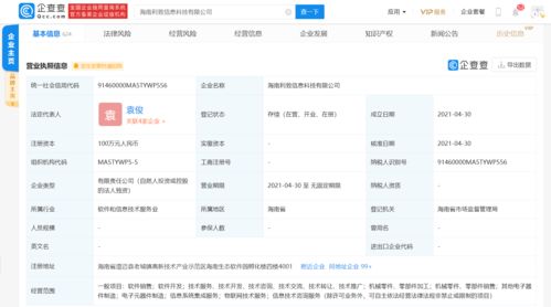 利揚(yáng)芯片在海南成立信息科技公司 注冊(cè)資本100萬(wàn)元布局信息系統(tǒng)集成服務(wù)